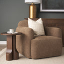 Saga Textured Brown Plush Fabric Upholstered Chair - Default Title
