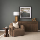 Saga Textured Brown Plush Fabric Upholstered Chair - Default Title