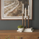 Declan Antiqued Brass Cast Metal Taper Candle Holder - Default Title
