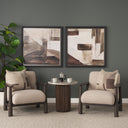Willmar Textured Mushroom Gray Fabric Espresso Brown Wood Accent Lounge Chair - Default Title