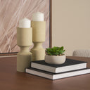 Akira Large Textured Beige Metal Pillar Candle Holder - Default Title