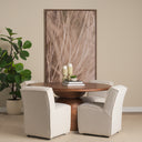 Atlas 60 Warm Mid-Brown Wood Stacked Pedestal Base Round Dining Table - Default Title