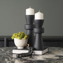 Odilia Small Smooth Matte Black Metal Geometric Pillar Candle Holder - Default Title