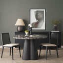 Marilyn 48 Black Forest Marble Black Wood Pedestal Round Dining Table - Default Title
