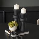 Odilia Small Smooth Matte Black Metal Geometric Pillar Candle Holder - Default Title