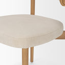 Motley Curved Open Back Cream Fabric and Tan Leather Dining Chair - Default Title