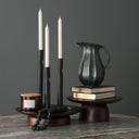 Declan Textured Matte Black Cast Metal Taper Candle Holder - Default Title