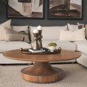 Arno Warm Mid-Brown Wood Sculptural Round Coffee Table - Default Title