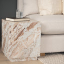 Silvex Solid Pink Marble Square Side Table - Default Title