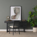 Grier 60 Black Solid Wood W Black Cane Office Desk - Default Title