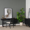 Grier 60 Black Solid Wood W Black Cane Office Desk - Default Title