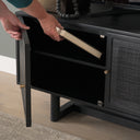 Grier 65 Black Solid Wood W Black Cane Media Console - Default Title