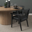 Reid Framed Black Cane Black Fabric Dining Armchair - Default Title