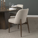 Abbie Curved Back Oatmeal Fabric Armless Dining Chair - Default Title