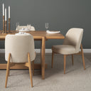 Abbie Curved Back Oatmeal Fabric Dining Side Chair - Default Title
