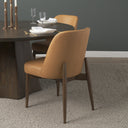 Abbie Slope Curved Back Tan Leather Dining Side Chair - Default Title