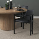 Carlisle Curved Back Black Leather Tripod Frame Dining Armchair - Default Title