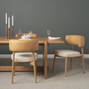Motley Curved Open Back Cream Fabric and Tan Leather Dining Chair - Default Title