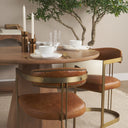 Hollyfield I Brown Leather Seat Gold Iron Frame Dining Chair - Default Title