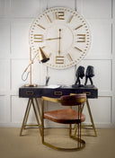Hollyfield I Brown Leather Seat Gold Iron Frame Dining Chair - Default Title