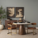 Hollyfield I Brown Leather Seat Gold Iron Frame Dining Chair - Default Title
