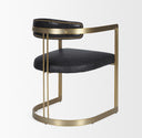 Hollyfield II Black Leather Seat Gold Iron Frame Dining Chair - Default Title