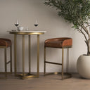 Hollyfield II Brown Leather Seat Gold Metal Base Bar Stool - Default Title