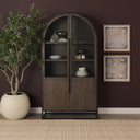 Sloan 805H Dark Brown Wood WBlack Metal Arched Curio Cabinet - Default Title