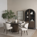Niles 225L x 240W x 320H Cream Fabric Seat W Dark Brown Wooden Legs Wingback Dining Chair - Default Title