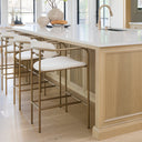 Parker Cream Fabric Seat Gold Metal Counter Stool - Default Title
