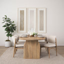 Cline Cream Fabric Upholstered and Light Brown Wood Dining Chair - Default Title