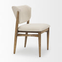 Cline Cream Fabric Upholstered and Light Brown Wood Dining Chair - Default Title