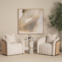 Fonda Cream Fabric w Natural Jute Swivel Accent Chair - Default Title