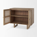 Grier 36 Light Brown Wood w Cane 2 Door Accent Cabinet - Default Title