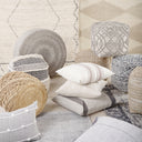 Darika 160L x 160W x 160H BlackWhiteGray Cotton Pouf - Default Title