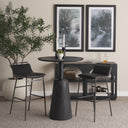 Kavalan 375 Total Height Ebony Leather Seat Black Metal Frame Bar Stool - Default Title