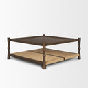Corallo 42 Dark Brown Wood w Paper Rope Shelf Square Coffee Table - Default Title