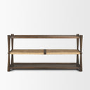 Corallo Dark Brown Wood w Paper Rope Shelf Console Table - Default Title