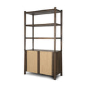 Corallo 2 Door Open Dark Brown Wood w Paper Rope Shelving Unit - Default Title