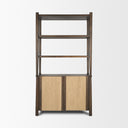Corallo 2 Door Open Dark Brown Wood w Paper Rope Shelving Unit - Default Title