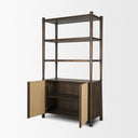 Corallo 2 Door Open Dark Brown Wood w Paper Rope Shelving Unit - Default Title
