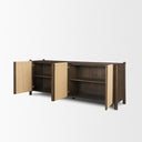Corallo 85 Dark Brown Wood w Paper Rope 4 Door Closed Sideboard - Default Title