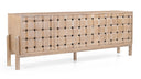 Trellyn Light Brown Solid Wood 4-Door Sideboard with Carved Woven Doors - Default Title