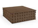 Trellyn 48 Dark Brown Wood w Carved Woven Base Square Coffee Table - Default Title