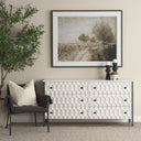 Savannah White Fir Veneer w Gray Metal 6-Drawer Sideboard - Default Title