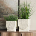 Medina Off White w Gold Antiquing Metal Planters Set of 2 - Default Title
