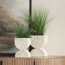 Medina Off White w Gold Antiquing Tall Metal Planters Set of 2 - Default Title