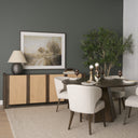 Corallo 85 Dark Brown Wood w Paper Rope 4 Door Closed Sideboard - Default Title