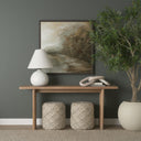 Esfera 177L x 157W x 157H Beige Chevron Woven Round Pouf - Default Title