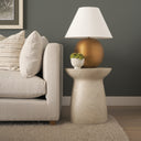 Sadiyah Antiqued Gold Brushed Metal w Cream Shade Table Lamp - Default Title